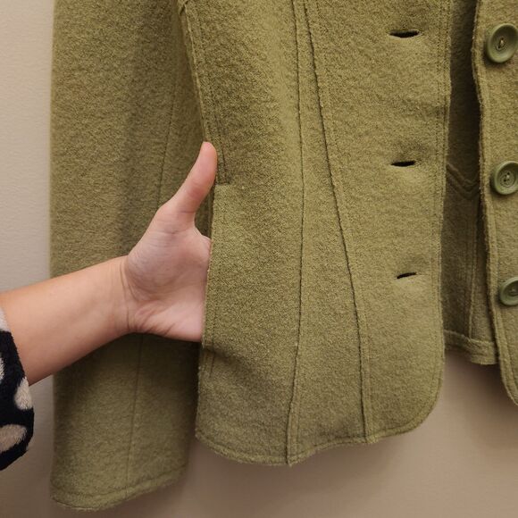 TRIBAL Brand 100% Wool Womens Olive Green Blazer Jacket Sz 6 Casual Business - Picture 7 of 8